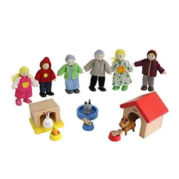 Hape Happy Family Dollhouse with Pet Set Award Winning Doll Family Set, Unique Accessory for Kid’s...