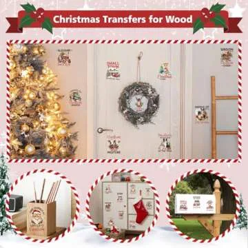 20 Sheets Vintage Christmas Rub On Transfers for Crafts, Furniture, Wood, Glass, Porcelain, Leather DIY Crafts - 3 * 3inch Farm Christmas Transfer Stickers Decals