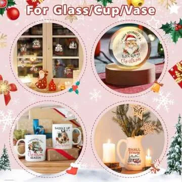 20 Sheets Vintage Christmas Rub On Transfers for Crafts, Furniture, Wood, Glass, Porcelain, Leather DIY Crafts - 3 * 3inch Farm Christmas Transfer Stickers Decals