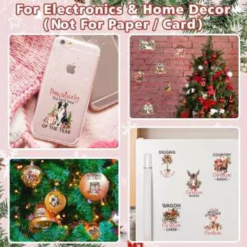 20 Sheets Vintage Christmas Rub On Transfers for Crafts, Furniture, Wood, Glass, Porcelain, Leather DIY Crafts - 3 * 3inch Farm Christmas Transfer Stickers Decals