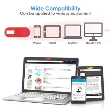 Webcam Camera Cover Slide, Webcam Cover for Laptop 0.028-Inch Ultra-Thin Webcam Cover Blocker, Prote...