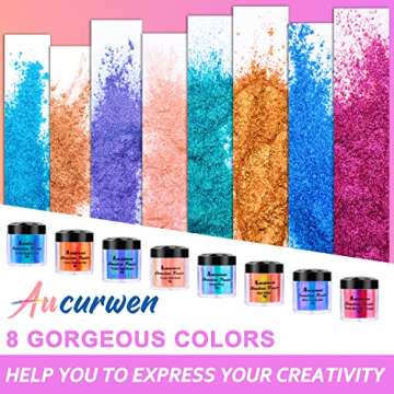 Chameleon Mica Powder - 8*5g Cosmetic Grade Color Shift Mica Powder for Epoxy Resin, Aucurwen Intens...