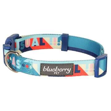 Blueberry Pet Naughty Boy Artistic Sapphire Basic Dog Collar, Neck 14.5"-20", Medium, Collars for Do...