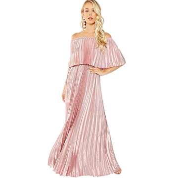 Milumia Women's Casual Off The Shoulder Layered Ruffle Nurse Maternity Long Maxi Dress Light Pink Small