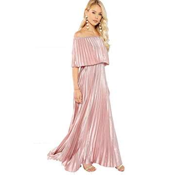 Milumia Women's Casual Off The Shoulder Layered Ruffle Nurse Maternity Long Maxi Dress Light Pink Small