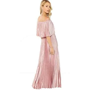 Milumia Women's Casual Off The Shoulder Layered Ruffle Nurse Maternity Long Maxi Dress Light Pink Small