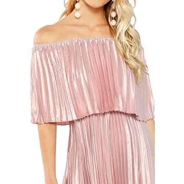 Milumia Women's Casual Off The Shoulder Layered Ruffle Nurse Maternity Long Maxi Dress Light Pink Small