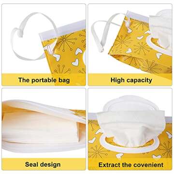 FEBSNOW 6 Pack Baby Wipes Dispenser, Portable Refillable Wipe Holder, Baby Wipes Container, Reusable Wipes Case, Baby Travel Wet Wipes Pouch