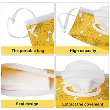 FEBSNOW 6 Pack Baby Wipes Dispenser, Portable Refillable Wipe Holder, Baby Wipes Container, Reusable Wipes Case, Baby Travel Wet Wipes Pouch