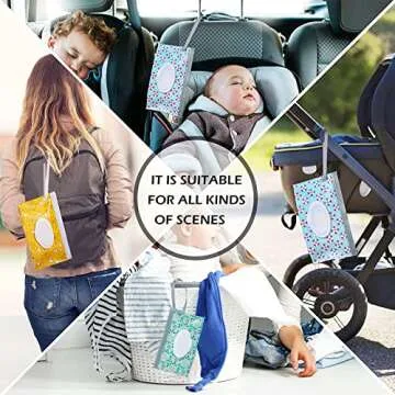 FEBSNOW 6 Pack Baby Wipes Dispenser, Portable Refillable Wipe Holder, Baby Wipes Container, Reusable Wipes Case, Baby Travel Wet Wipes Pouch