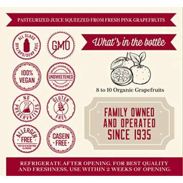 Lakewood Organic Pink Grapefruit Juice - 32oz Pack of 6