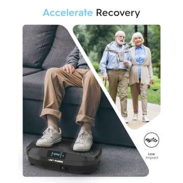 FLYBIRD Vibration Plate Exercise Machine, Lymphatic Drainage Machine, Whole Body Workout Vibration Platform w/ 2 Resistance Bands for Wellness and Fitness-Black