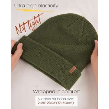 FURTALK Beanie Hats for Women Men Winter Hats Womens Knitted Slouchy Beanies Cuffed Skull Cap Warm Ski Hat Pine Green