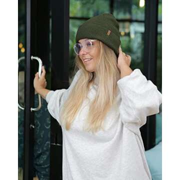 FURTALK Beanie Hats for Women Men Winter Hats Womens Knitted Slouchy Beanies Cuffed Skull Cap Warm Ski Hat Pine Green