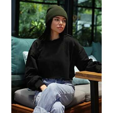 FURTALK Beanie Hats for Women Men Winter Hats Womens Knitted Slouchy Beanies Cuffed Skull Cap Warm Ski Hat Pine Green