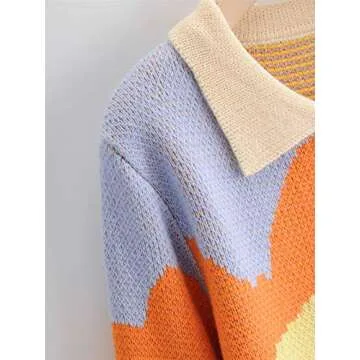 Women Y2K Knit Cardigan Floral Knitwear Button Down Long Sleeve V Neck Cropped Sweater Outerwear Coat Tops (B Yellow, M)