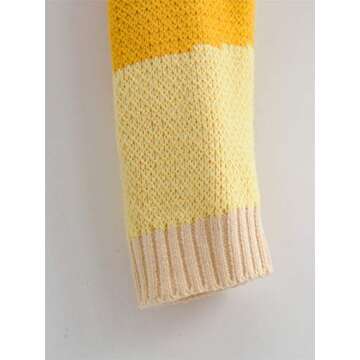 Women Y2K Knit Cardigan Floral Knitwear Button Down Long Sleeve V Neck Cropped Sweater Outerwear Coat Tops (B Yellow, M)