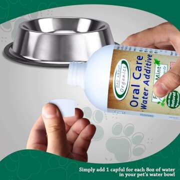 Mad About Organics Oral Care Water Additive for Cats & Dogs – Gentle Dental Support – Reduces Breath Odors, Promotes Gum Health – No Brushing – Convenient for Daily Use, Fresh Mint Flavor, 16 FL oz