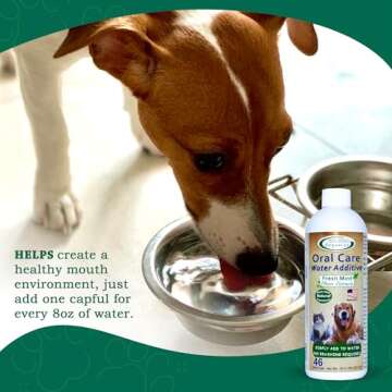 Mad About Organics Oral Care Water Additive for Cats & Dogs – Gentle Dental Support – Reduces Breath Odors, Promotes Gum Health – No Brushing – Convenient for Daily Use, Fresh Mint Flavor, 16 FL oz