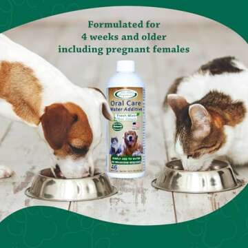 Mad About Organics Oral Care Water Additive for Cats & Dogs – Gentle Dental Support – Reduces Breath Odors, Promotes Gum Health – No Brushing – Convenient for Daily Use, Fresh Mint Flavor, 16 FL oz