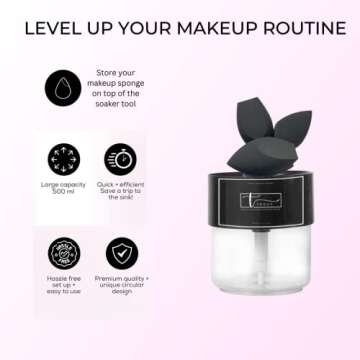 TROUV Beauty Sponge Soaker, Makeup Sponge Dampener, Water Pump Dispenser Refillable Container, For M...