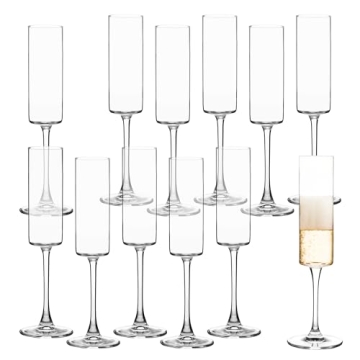 UMEIED Champagne Flutes Set of 12, Elegant 6oz Long Stem Glasses for Celebrations