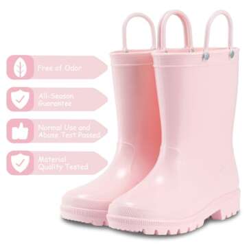 WILLPORT Toddler Rain Boots,Waterproof Kids Rain Boots with Easy-on Handles for Boys and Girls,Cryst...