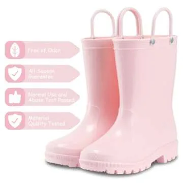 WILLPORT Toddler Rain Boots,Waterproof Kids Rain Boots with Easy-on Handles for Boys and Girls,Cryst...