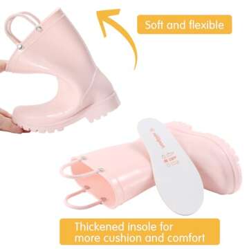 WILLPORT Toddler Rain Boots,Waterproof Kids Rain Boots with Easy-on Handles for Boys and Girls,Crystal Pink,7 Toddler