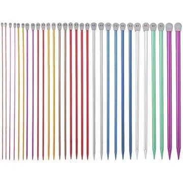 INSO 2Pcs Aluminum Knitting Needle Set, Straight Single Pointed Aluminum Sweater Needles Set (4.5mm)