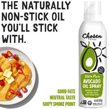 Chosen Foods 100% Pure Avocado Oil Spray, Keto and Paleo Diet Friendly, Kosher Cooking Spray for Bak...