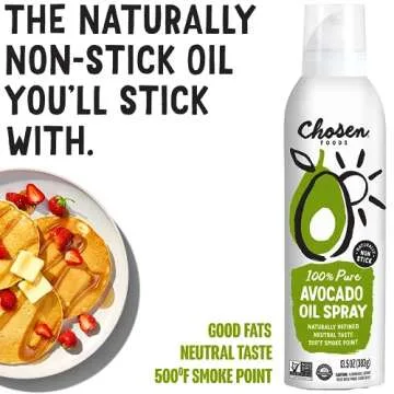 Chosen Foods 100% Pure Avocado Oil Spray, Keto and Paleo Diet Friendly, Kosher Cooking Spray for Bak...