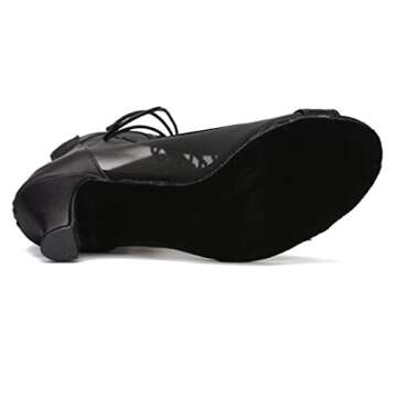 Indoor Women Ballroom Dance Boots Latin Salsa Dress Performance Practice Footwear 2.5inch Heels YT20(8.5, Black)