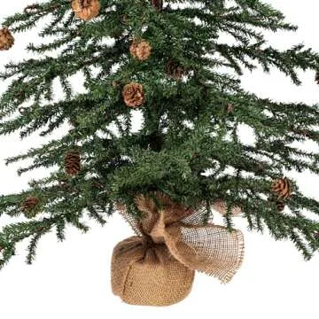 Vickerman 36" Caramel Pine Artificial Christmas Tree Unlit- Featuring 995 PVC Tips - Pine Cone Accented - Seasonal Indoor Home Decor with Decorative Burlap Base