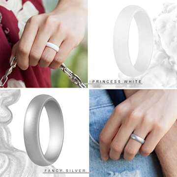 ThunderFit Women’s Silicone Engagement Rings, 5.5mm Wide, 2mm Thick, Wedding Rubber Bands, Variety Multipack 1-7