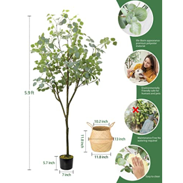Realistic 6ft Artificial Eucalyptus Tree Indoor Decor