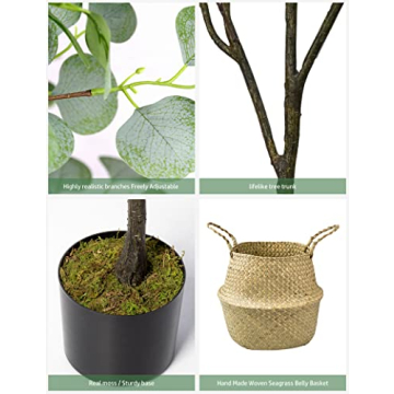 Realistic 6ft Artificial Eucalyptus Tree Indoor Decor