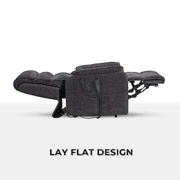 Irene House 9188 Medium Dual Motor Lay Flat Recliner Lift Chair Recliners for Elderly Infinite Position with Heat Massage Up to 300 LBS Electric Power Lift Recliner Chair Sofa (Grey Chenille)