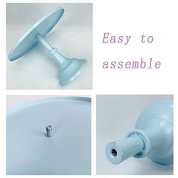 KERYNICE 3 Pcs Cake Stand Set Blue Metal Cupcake Holder Dessert Display Plate Decor Serving Platter for Baby Shower Wedding Birthday Parties Celebration