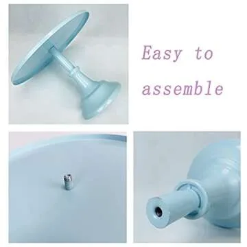 KERYNICE 3 Pcs Cake Stand Set Blue Metal Cupcake Holder Dessert Display Plate Decor Serving Platter for Baby Shower Wedding Birthday Parties Celebration