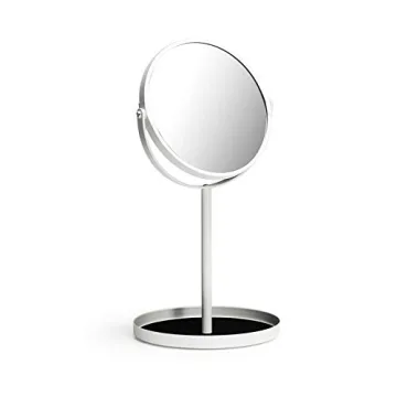 Ettori Makeup Mirror Dual Sided Vanity Mirror, 1X and 5X Magnification, 360 Swivel Round Mirror, No ...