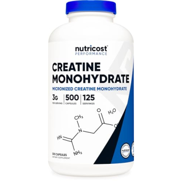 Nutricost Micronized Creatine Monohydrate 3,000mg 500 Capsules, 125 Servings, 750mg of Creatine Monohydrate Per Capsule