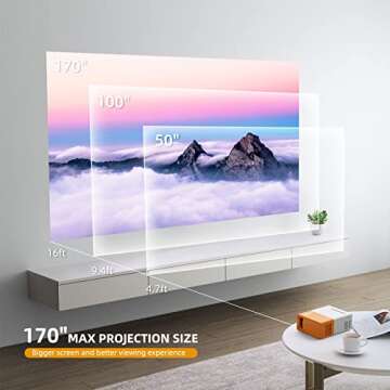 Mini Projector, PVO WiFi Projector Support 1080P 200" Portable Movie Projector, Phone Can Connect to Movie Wirelessly, Compatible with Smartphone/ Tablet/ Laptop/ TV Stick/ USB Drive