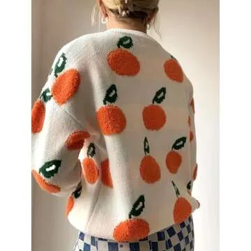 Womens Knitted Orange Sweater - Casual Chic Comfort