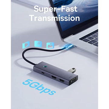 Docking Station Dual Monitor, Baseus 7 in 1 Laptop Docking Station 3 Monitors, USB C HUB with 4K HDMI, VGA, 100W PD, 3 USB for iPhone 15/MacBook/Dell/HP