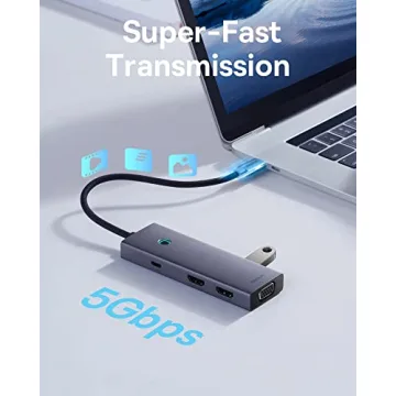 Docking Station Dual Monitor, Baseus 7 in 1 Laptop Docking Station 3 Monitors, USB C HUB with 4K HDMI, VGA, 100W PD, 3 USB for iPhone 15/MacBook/Dell/HP