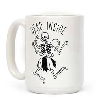 LookHUMAN Skeleton Fairy Halloween Mugs - Funny Coffee Mugs Adult Humor, Double-Sided Print Ceramic ...