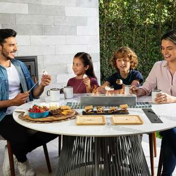 ROUNDFIRE Large Rectangle Tabletop Fire Pit - Portable Bioethanol Fireplace for Indoor & Garden (Classic Finish)