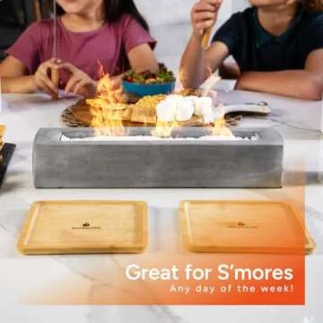 ROUNDFIRE Large Rectangle Tabletop Fire Pit - Portable Bioethanol Fireplace for Indoor & Garden (Classic Finish)