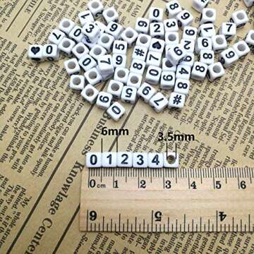 Amaney 400pcs White Acrylic Number Beads 6x6mm Mixed Number Beads Acrylic Plastic Cube Shape Loose Beads